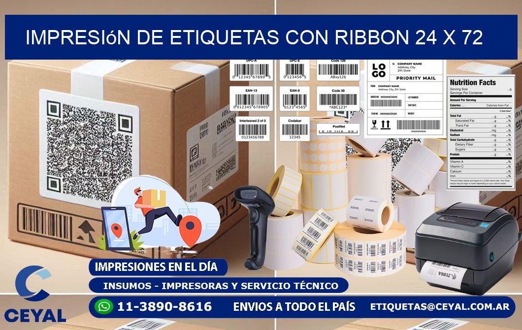 impresión de etiquetas con ribbon 24 x 72