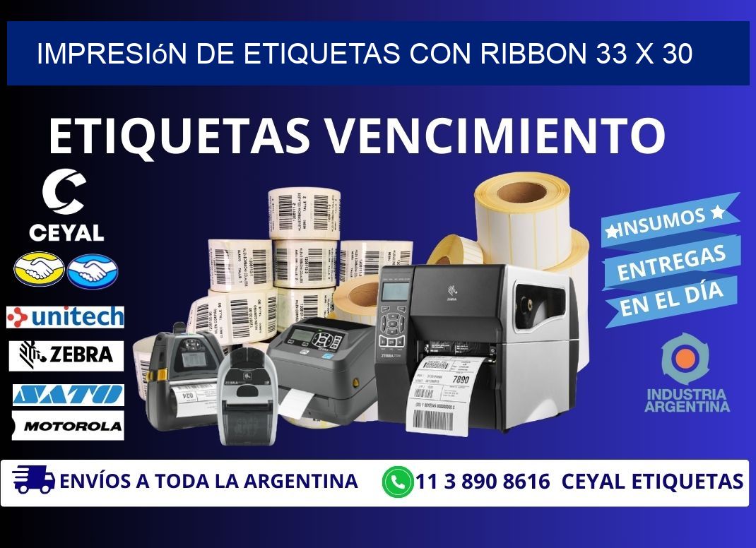 impresión de etiquetas con ribbon 33 x 30