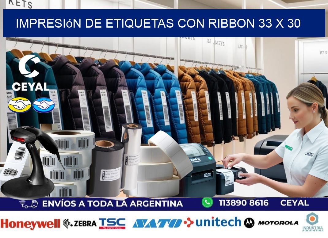 impresión de etiquetas con ribbon 33 x 30