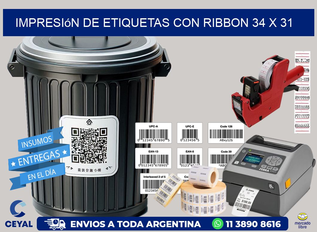 impresión de etiquetas con ribbon 34 x 31
