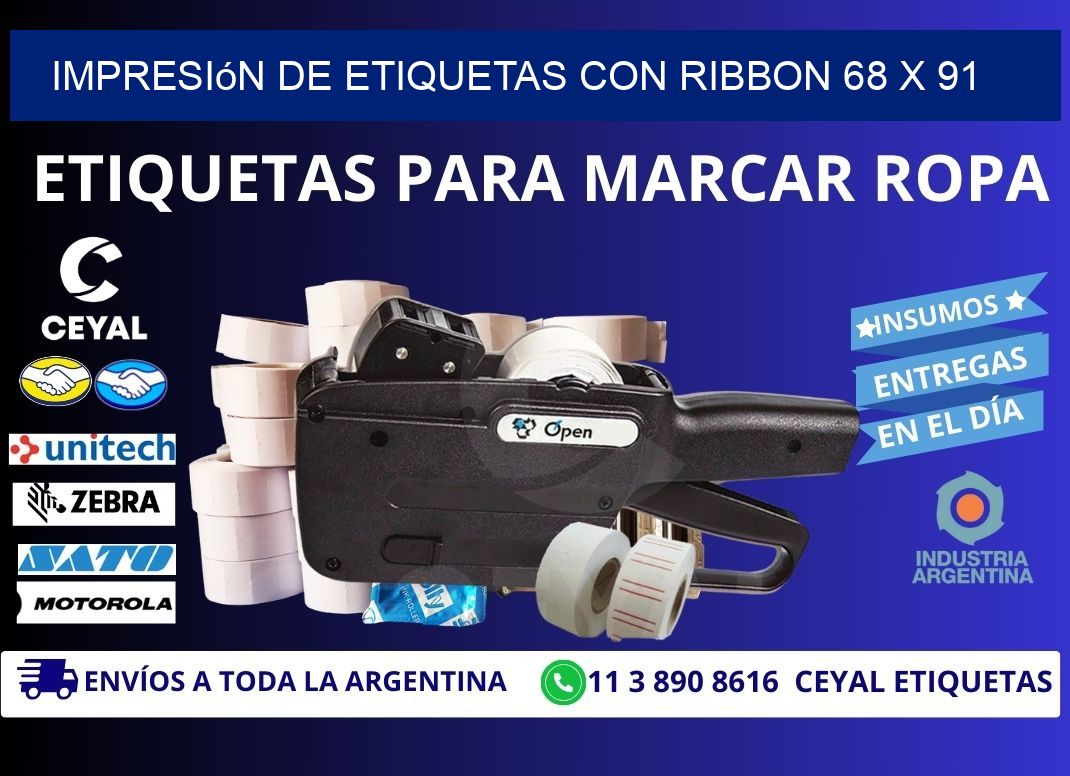 impresión de etiquetas con ribbon 68 x 91