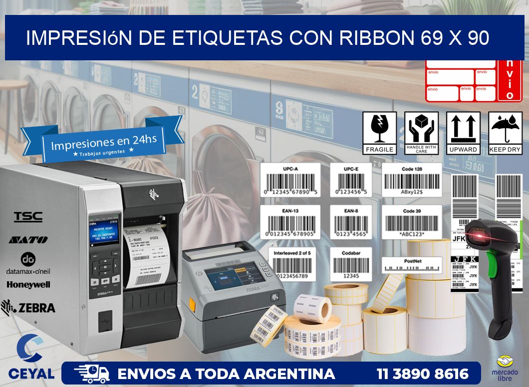 impresión de etiquetas con ribbon 69 x 90