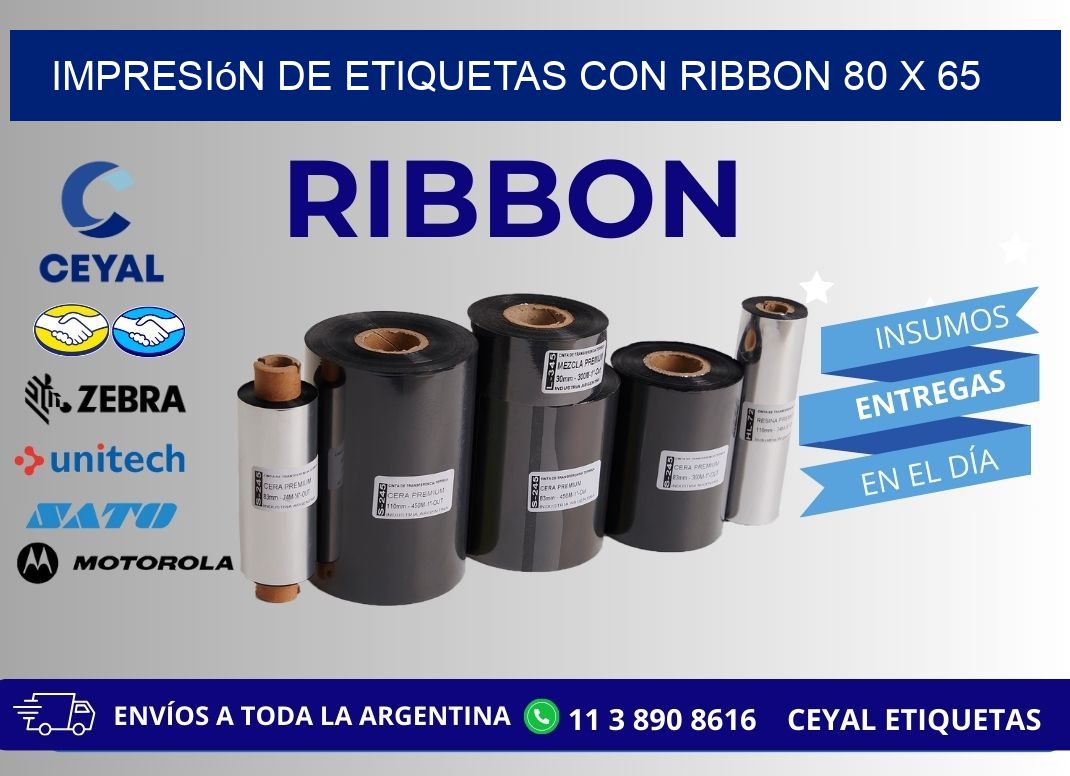 impresión de etiquetas con ribbon 80 x 65
