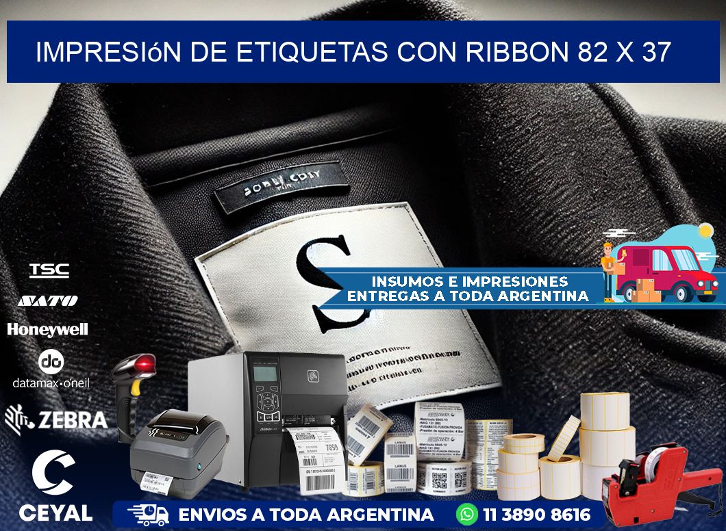 impresión de etiquetas con ribbon 82 x 37
