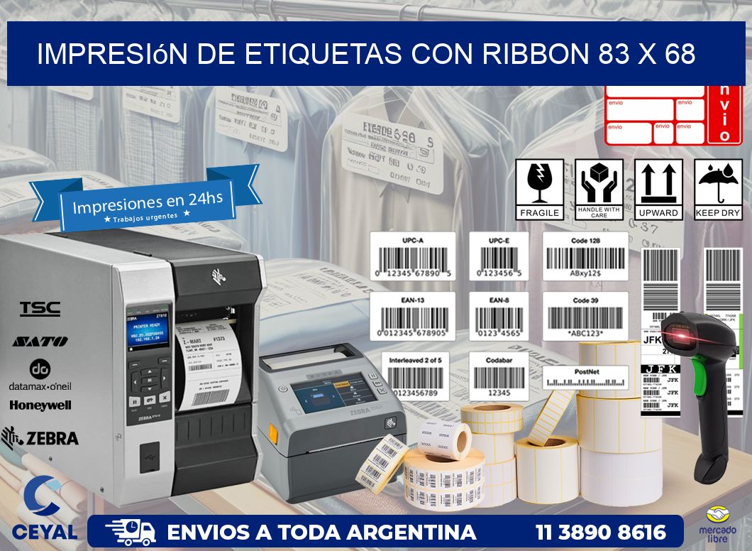 impresión de etiquetas con ribbon 83 x 68
