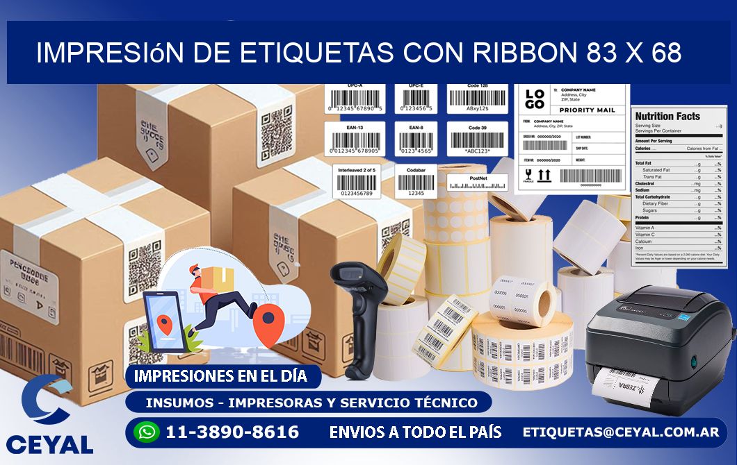 impresión de etiquetas con ribbon 83 x 68