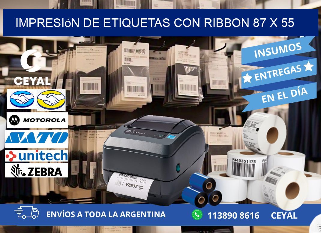 impresión de etiquetas con ribbon 87 x 55