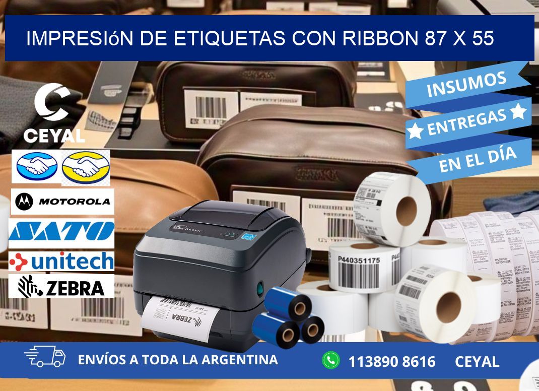 impresión de etiquetas con ribbon 87 x 55