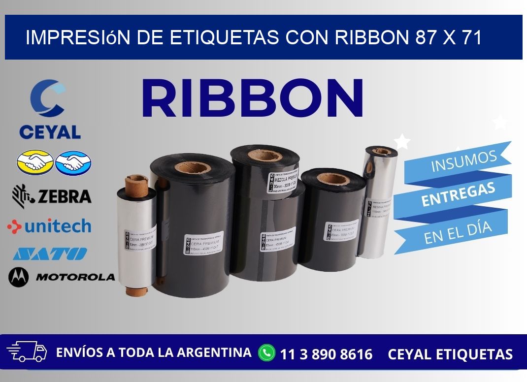 impresión de etiquetas con ribbon 87 x 71
