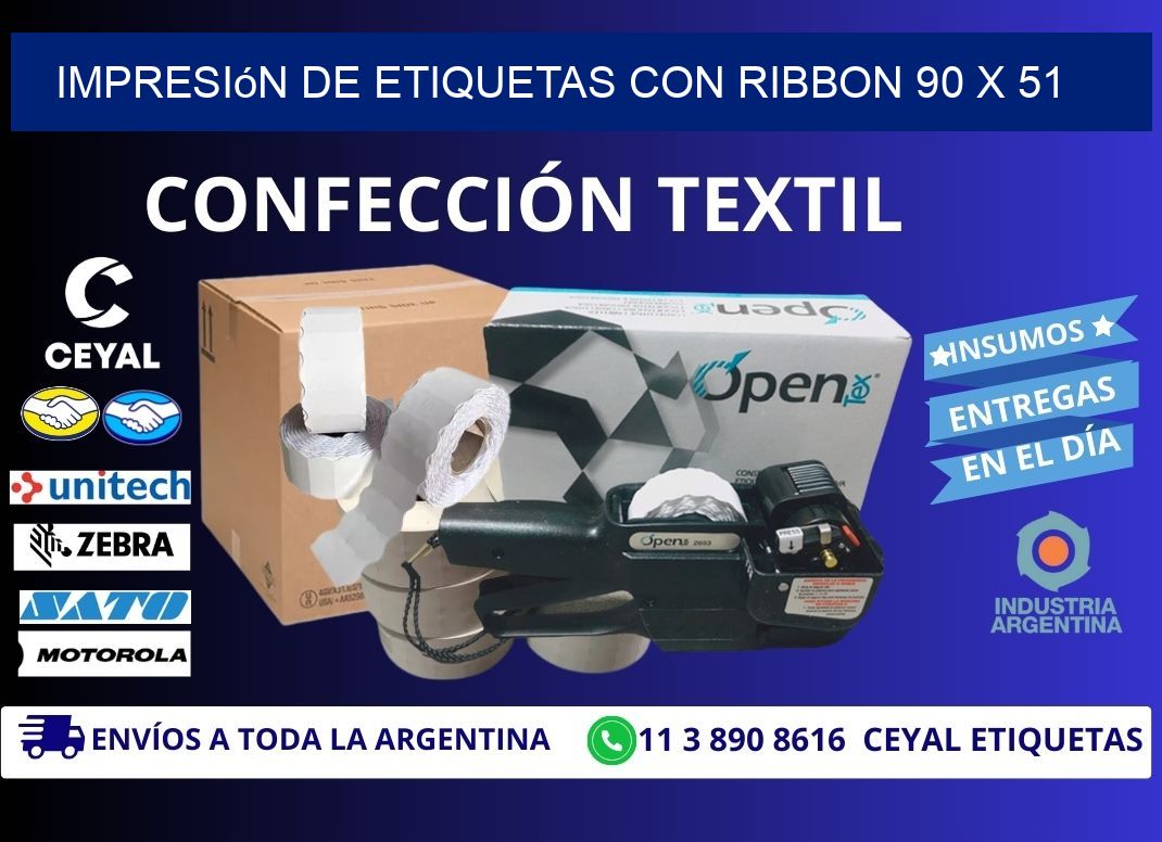impresión de etiquetas con ribbon 90 x 51