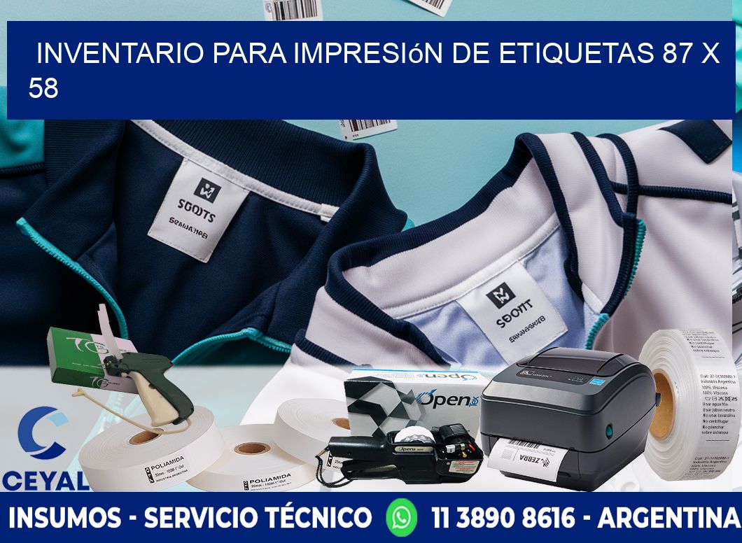inventario para impresión de etiquetas 87 x 58