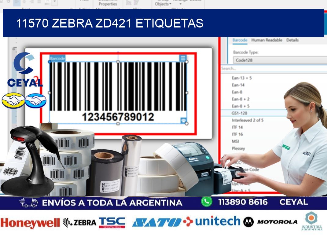 11570 Zebra ZD421 etiquetas