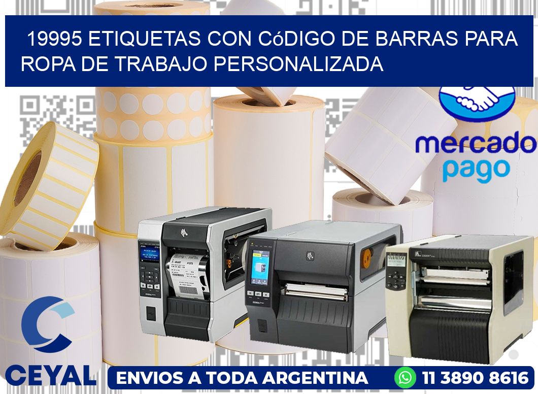 19995 Etiquetas con código de barras para ropa de trabajo personalizada