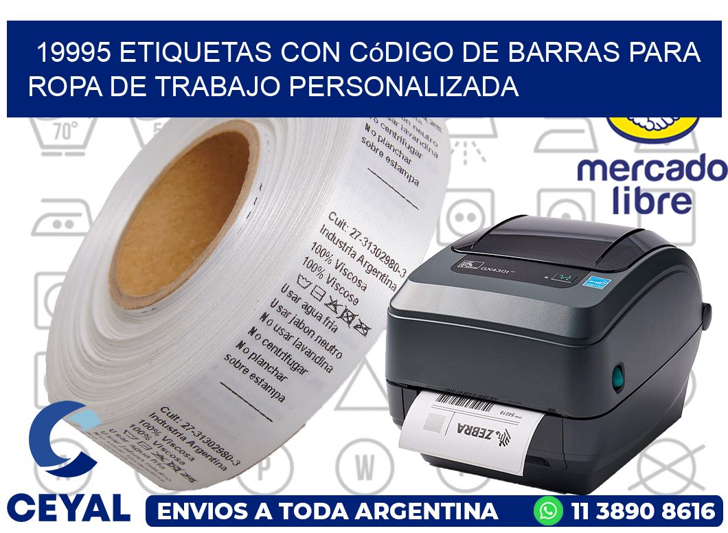 19995 Etiquetas con código de barras para ropa de trabajo personalizada