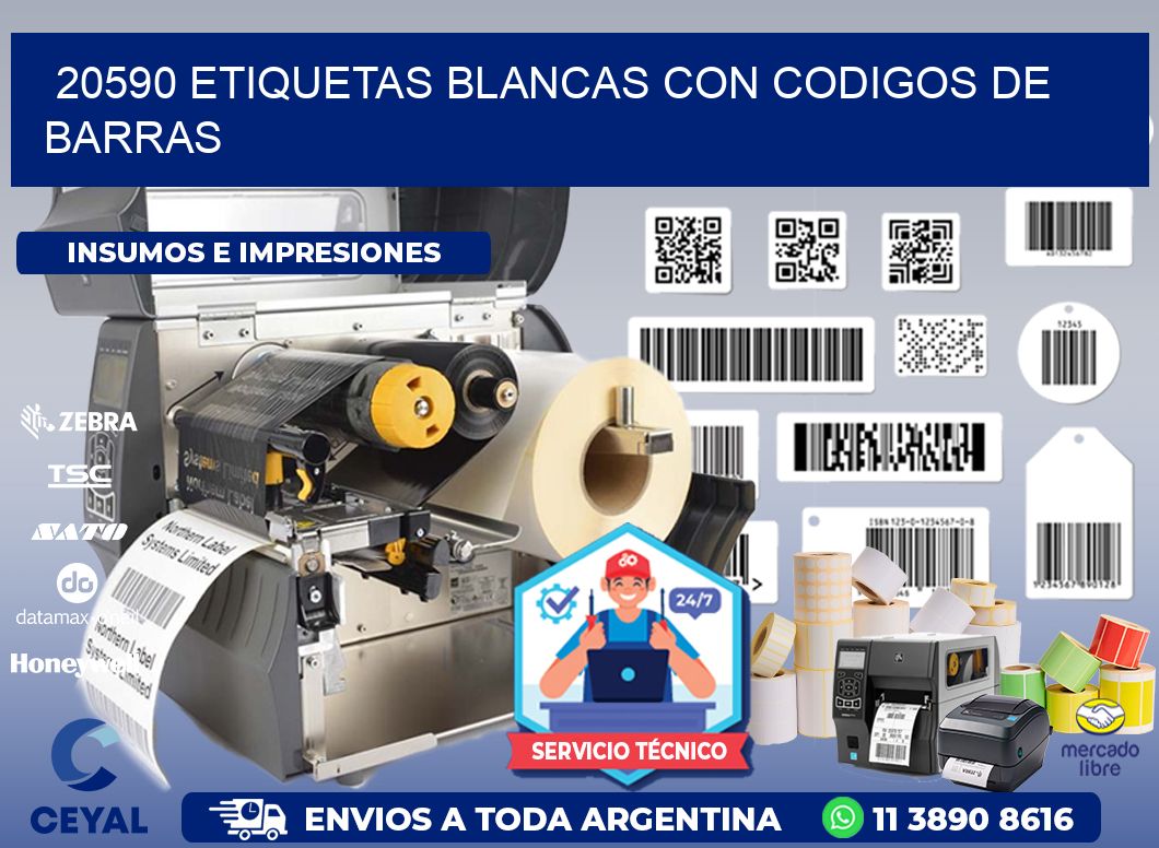 20590 etiquetas blancas con codigos de barras
