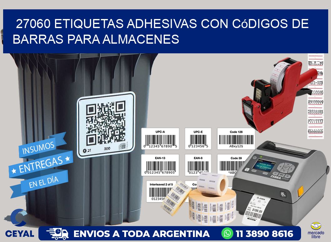 27060 etiquetas adhesivas con códigos de barras para almacenes