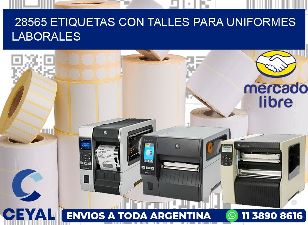 28565 etiquetas con talles para uniformes laborales