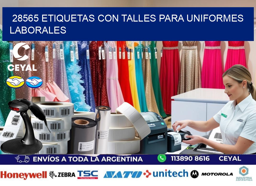 28565 etiquetas con talles para uniformes laborales