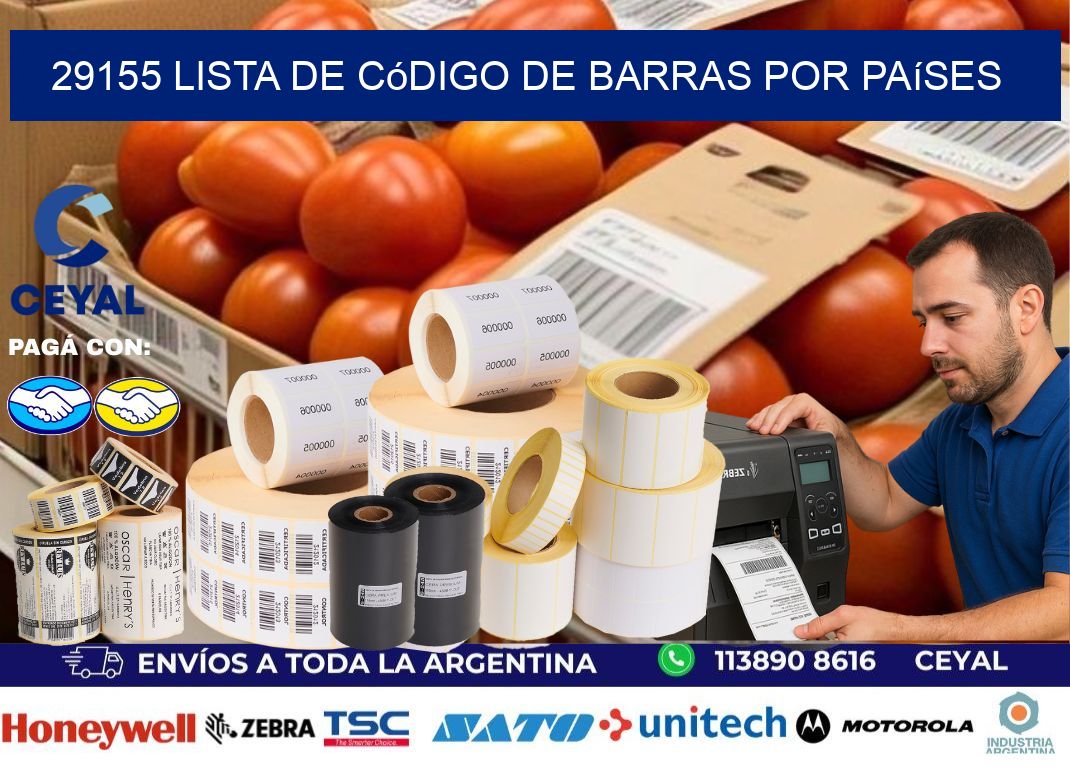29155 Lista de código de barras por países