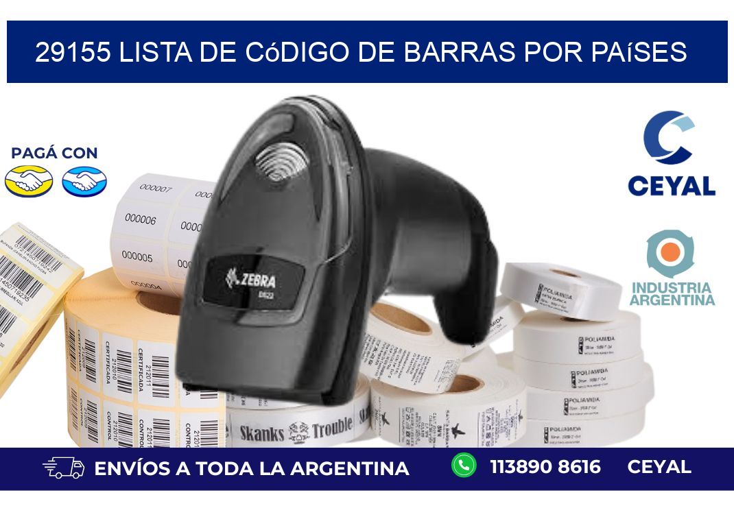 29155 Lista de código de barras por países