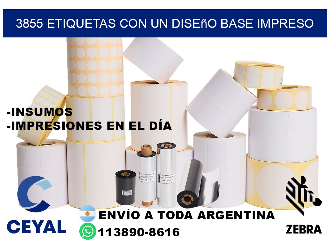 3855 etiquetas con un diseño base impreso