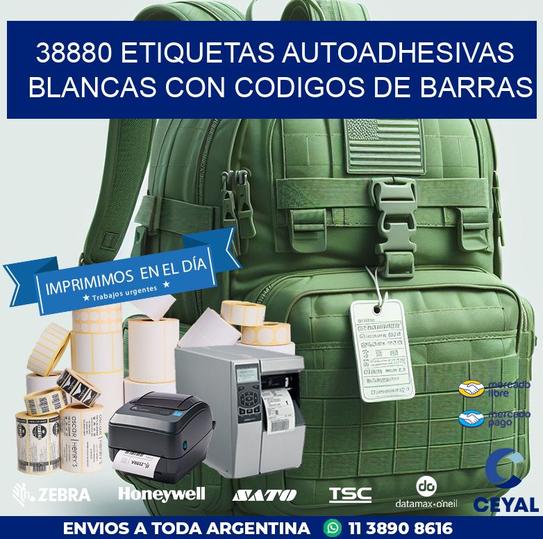 38880 etiquetas autoadhesivas blancas con codigos de barras