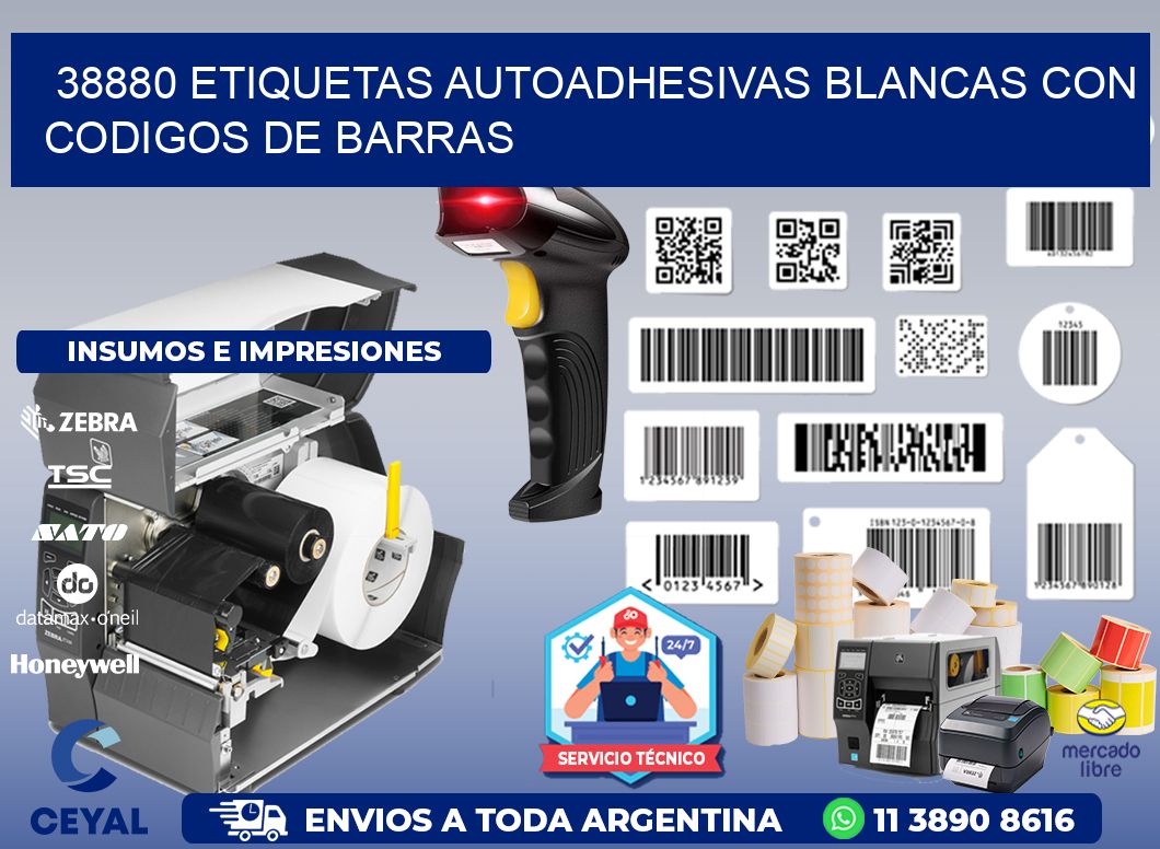 38880 etiquetas autoadhesivas blancas con codigos de barras