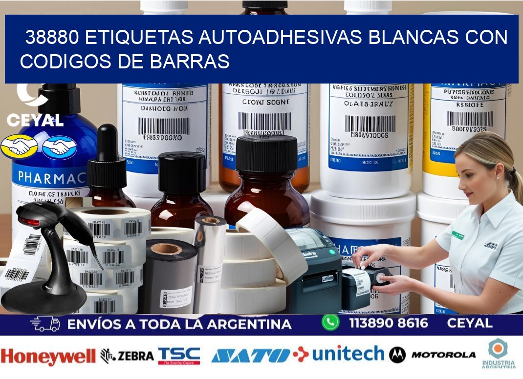 38880 etiquetas autoadhesivas blancas con codigos de barras