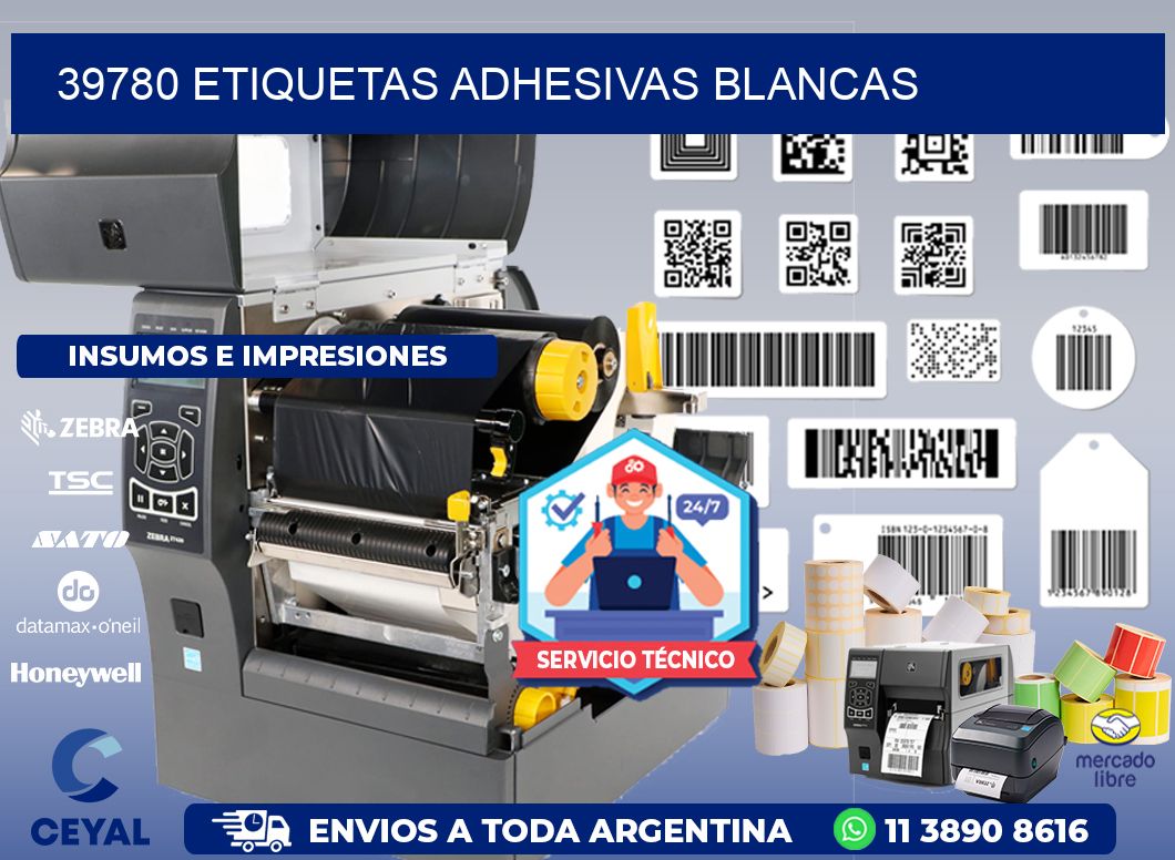 39780 etiquetas adhesivas blancas