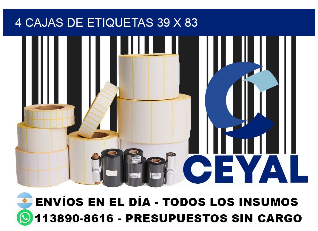 4 cajas de etiquetas 39 x 83