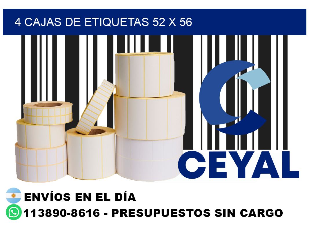 4 cajas de etiquetas 52 x 56