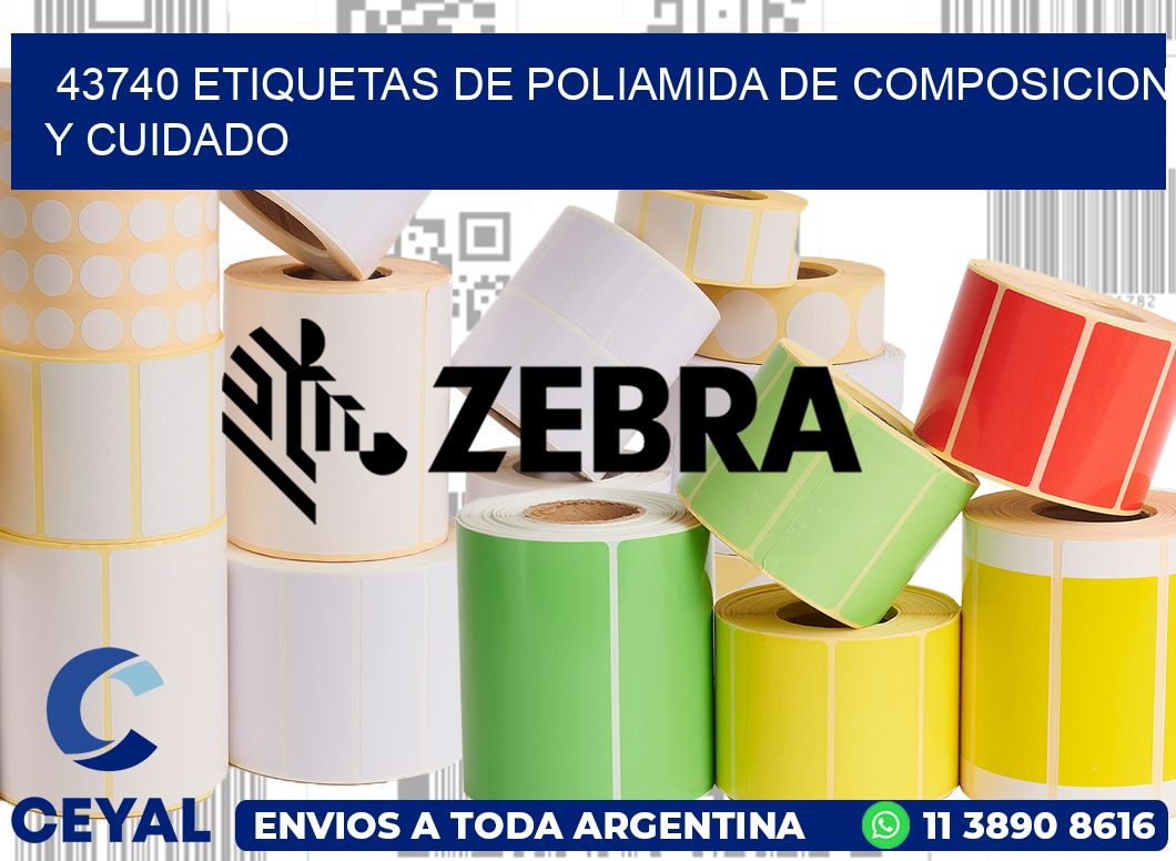 43740 etiquetas de poliamida de composicion y cuidado
