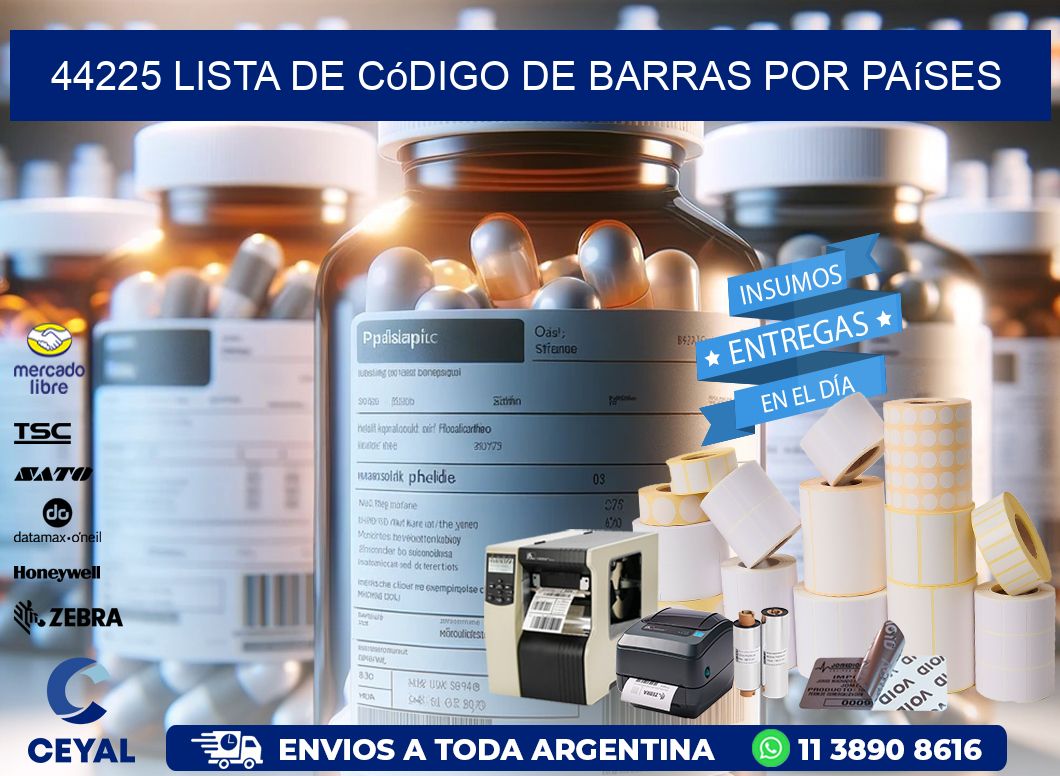 44225 Lista de código de barras por países