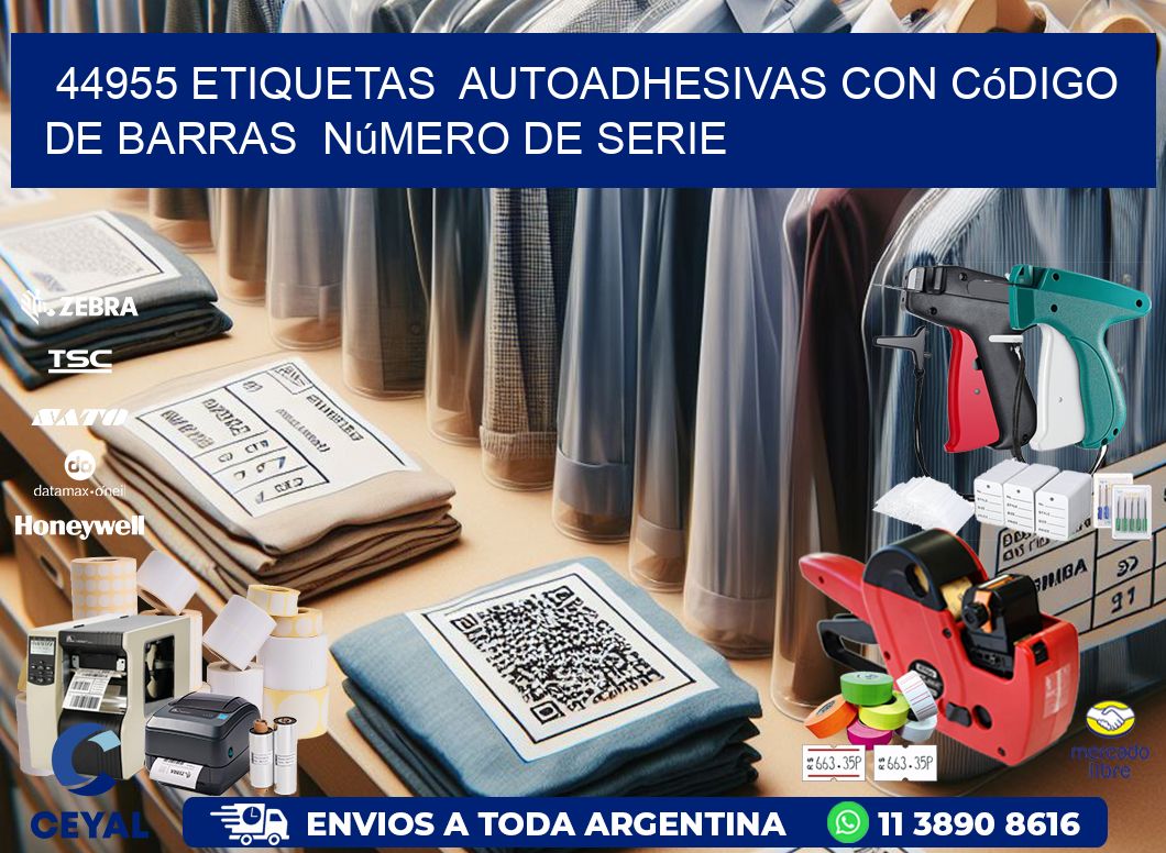 44955 etiquetas autoadhesivas con código de barras número de serie