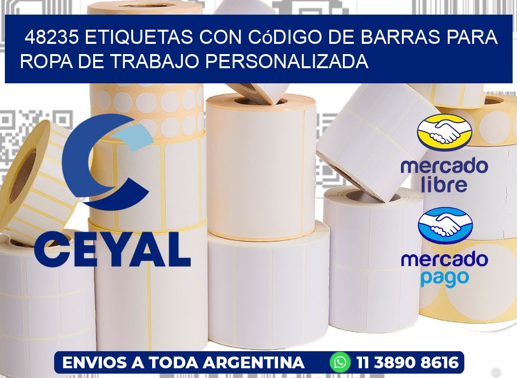 48235 Etiquetas con código de barras para ropa de trabajo personalizada