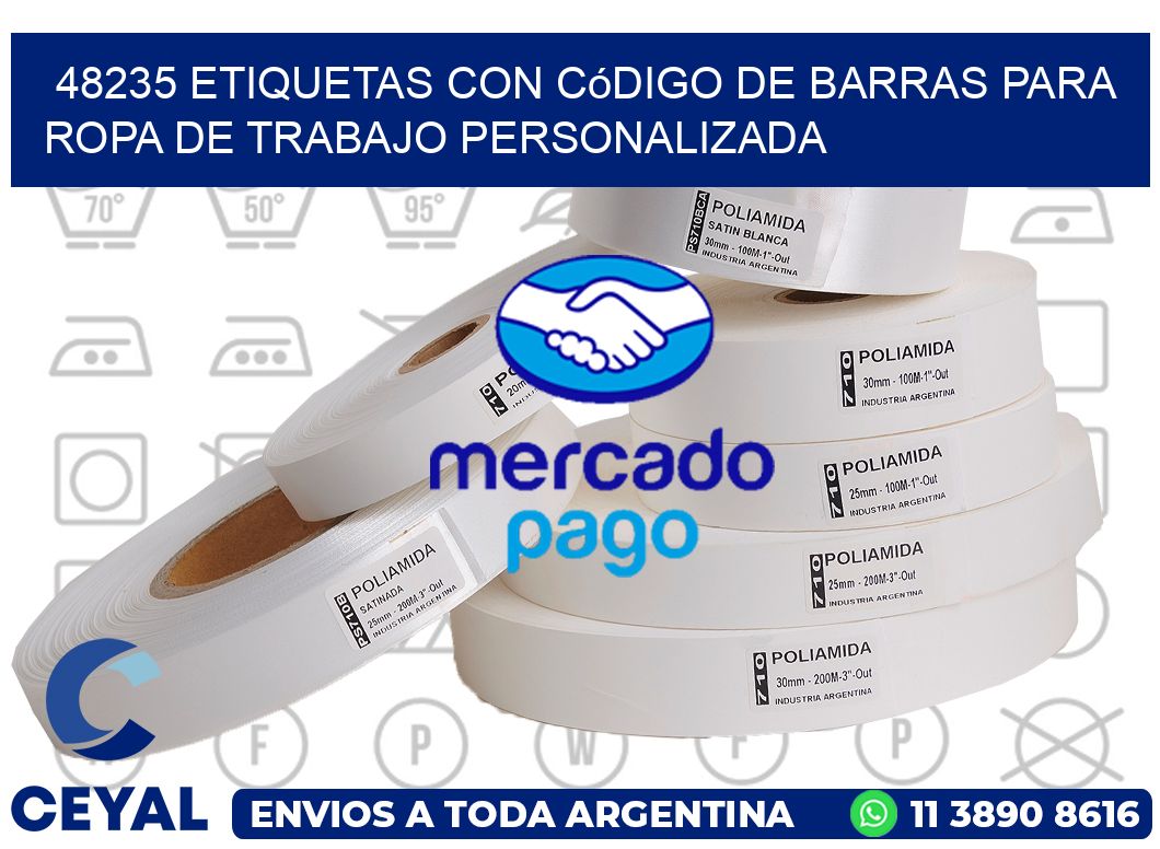 48235 Etiquetas con código de barras para ropa de trabajo personalizada