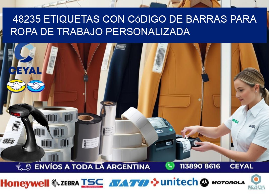 48235 Etiquetas con código de barras para ropa de trabajo personalizada