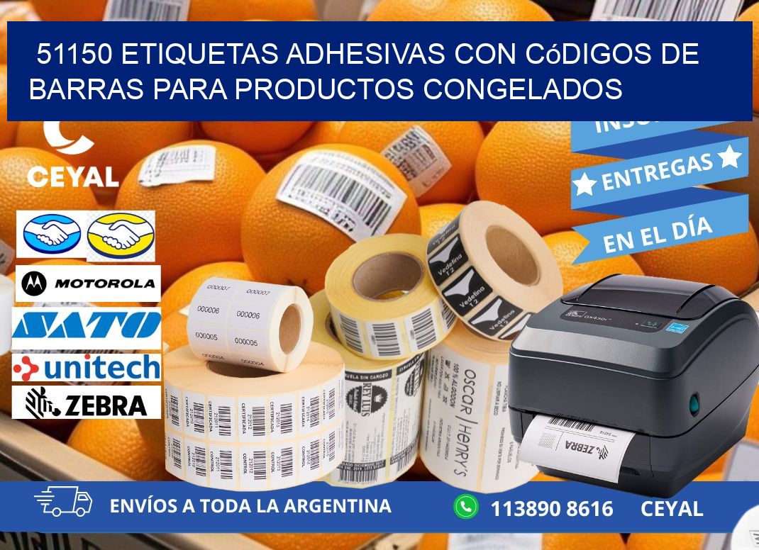 51150 Etiquetas adhesivas con códigos de barras para productos congelados