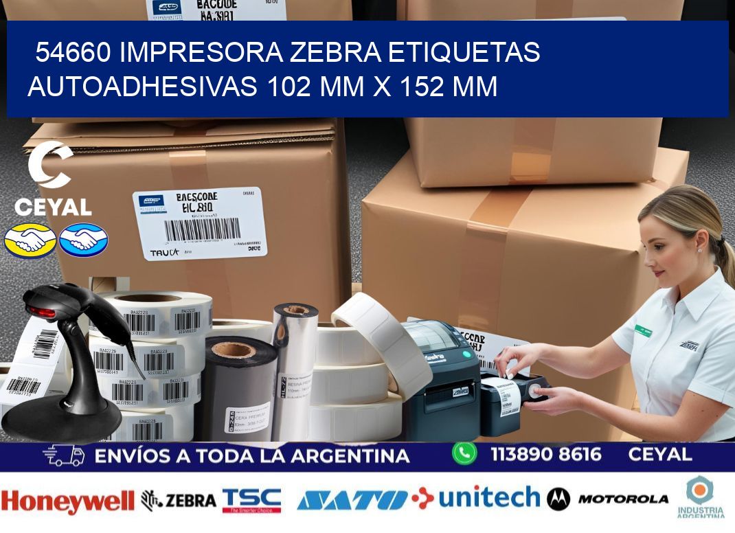 54660 impresora zebra etiquetas autoadhesivas 102 mm x 152 mm