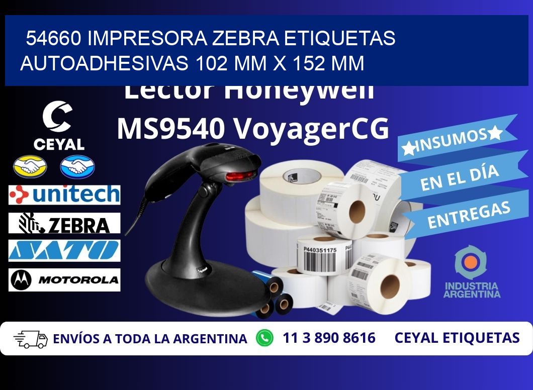 54660 impresora zebra etiquetas autoadhesivas 102 mm x 152 mm