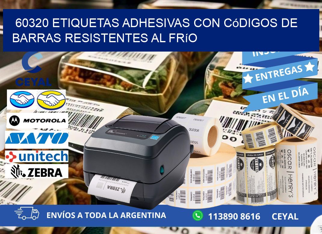 60320 Etiquetas adhesivas con códigos de barras resistentes al frío