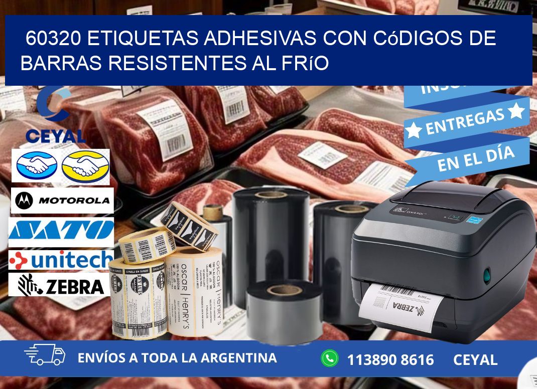 60320 Etiquetas adhesivas con códigos de barras resistentes al frío