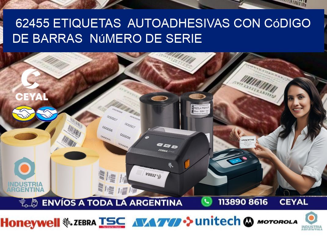 62455 etiquetas  autoadhesivas con código de barras  número de serie