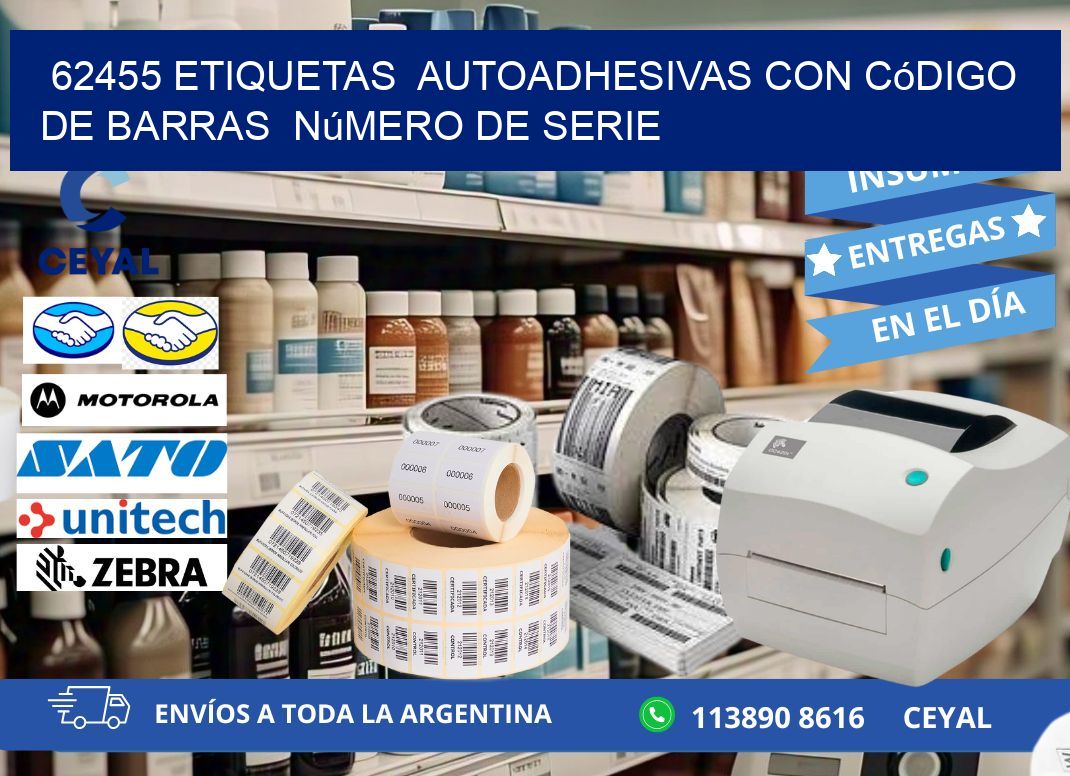 62455 etiquetas  autoadhesivas con código de barras  número de serie