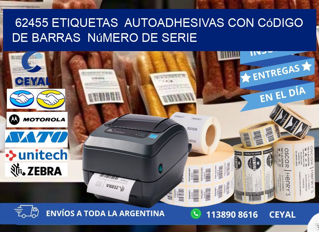 62455 etiquetas  autoadhesivas con código de barras  número de serie