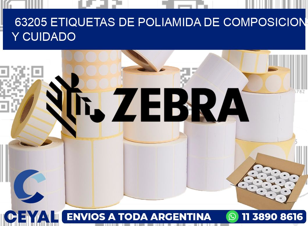63205 etiquetas de poliamida de composicion y cuidado