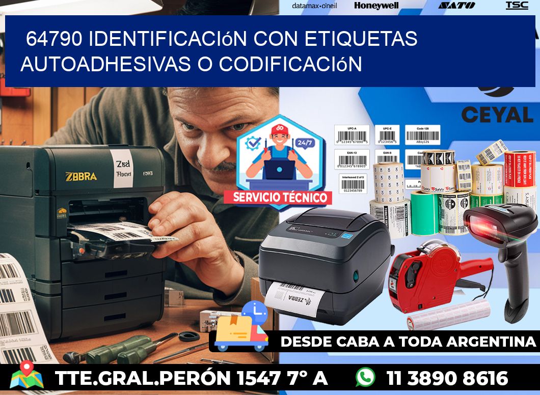 64790 identificación con etiquetas autoadhesivas o codificación