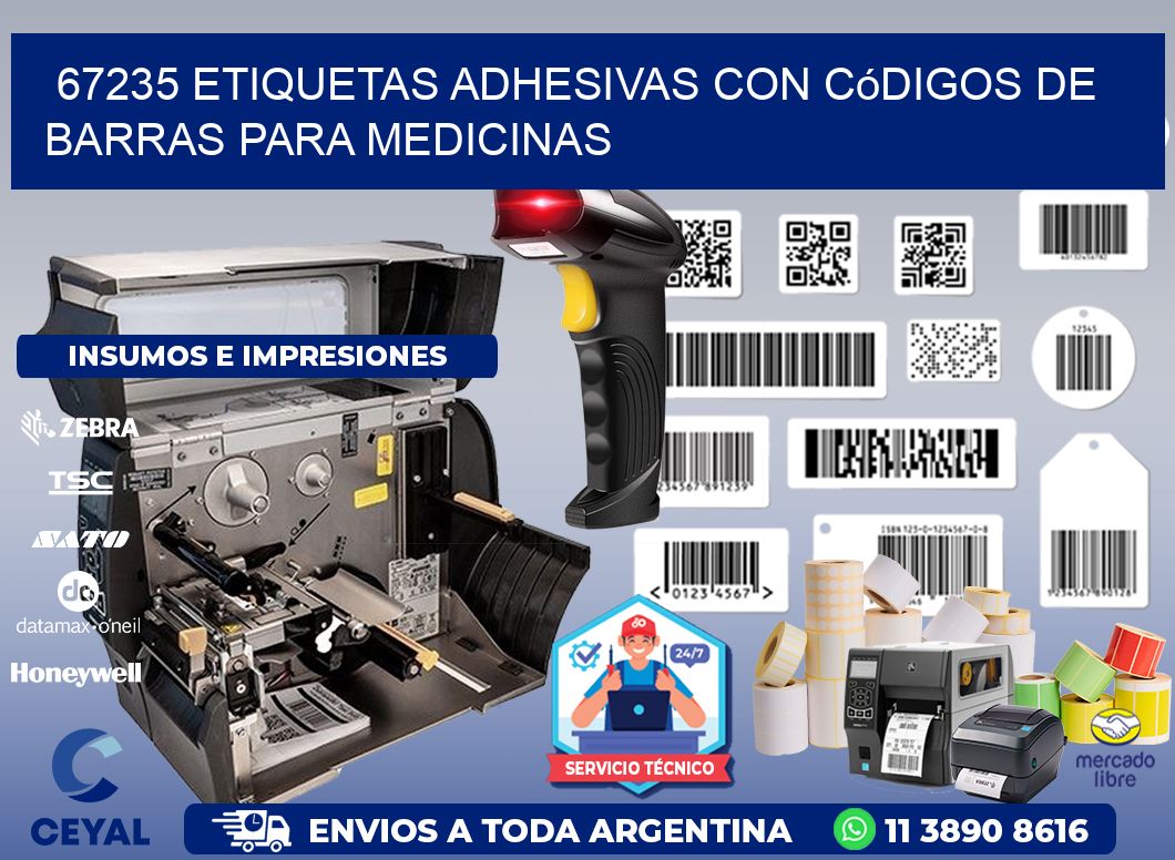 67235 etiquetas adhesivas con códigos de barras para medicinas