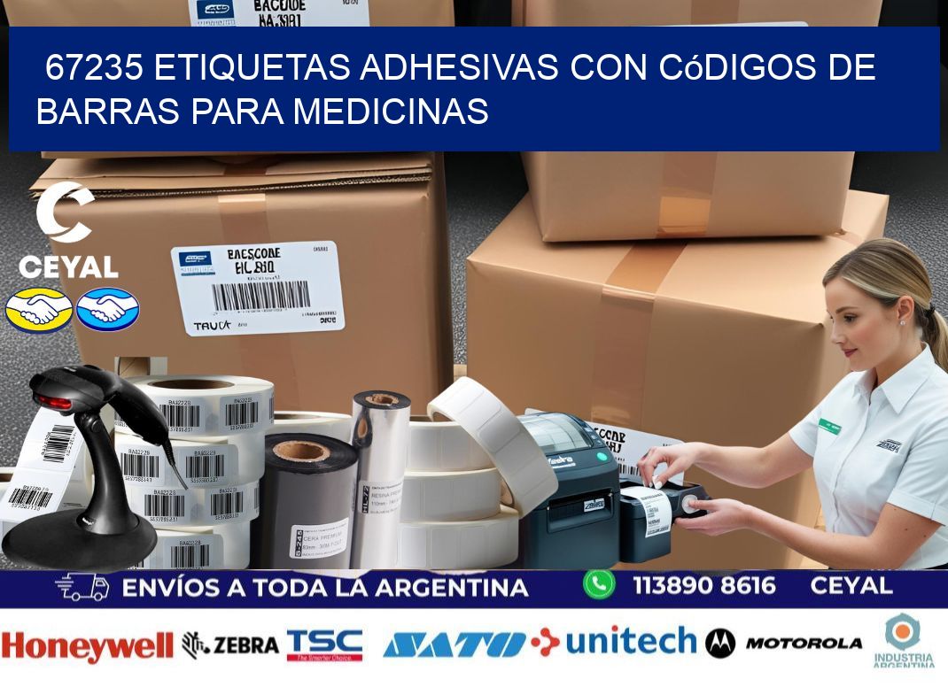 67235 etiquetas adhesivas con códigos de barras para medicinas
