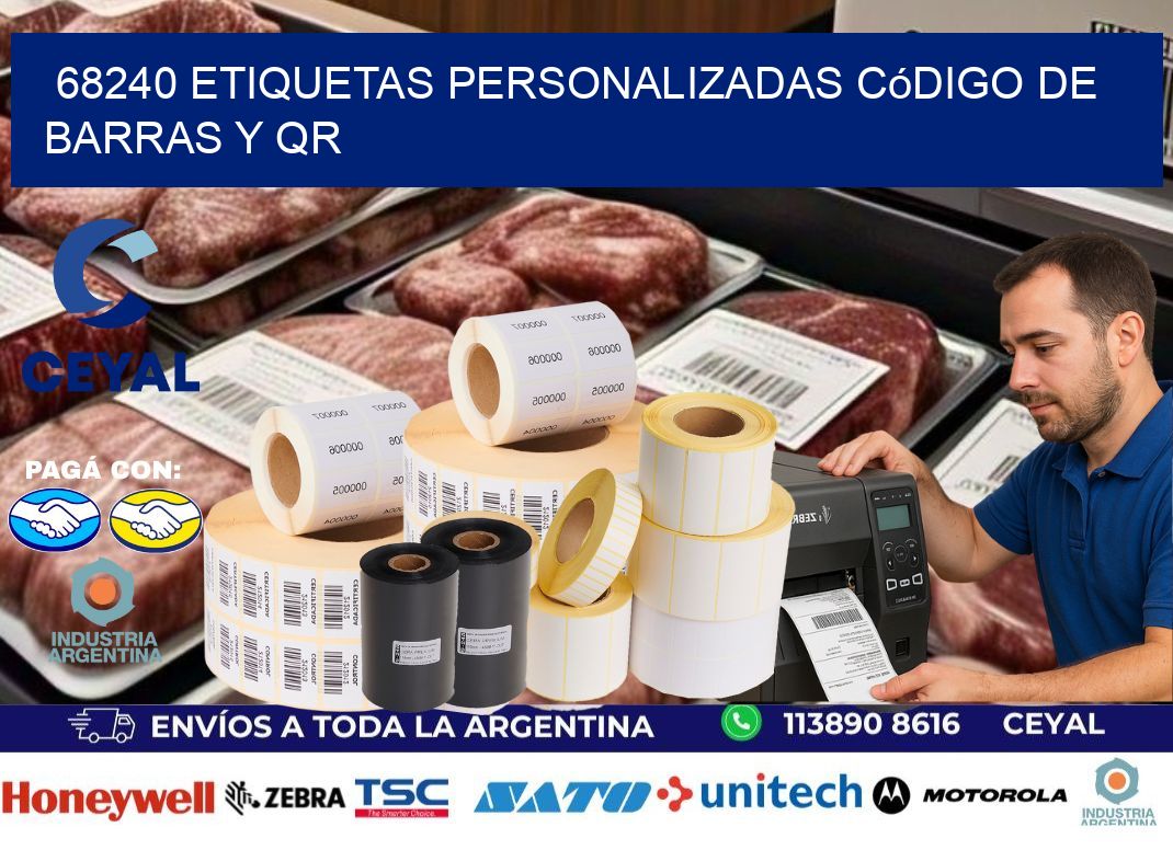 68240 etiquetas personalizadas código de barras y QR
